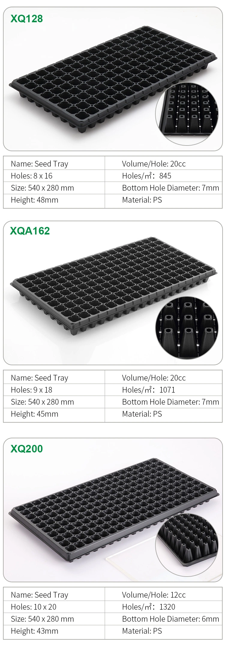 200 Cells Propagator Seeding Germinating Trays